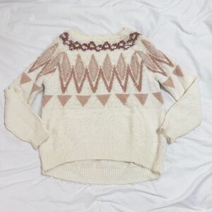 Cozy Cream, Blush and Terracotta Geometric Sweater